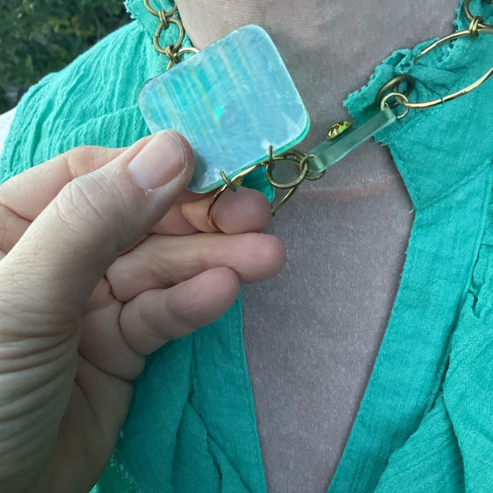 Vtg 60’s Necklace With Rectangular Flat Beads Cha… - image 5